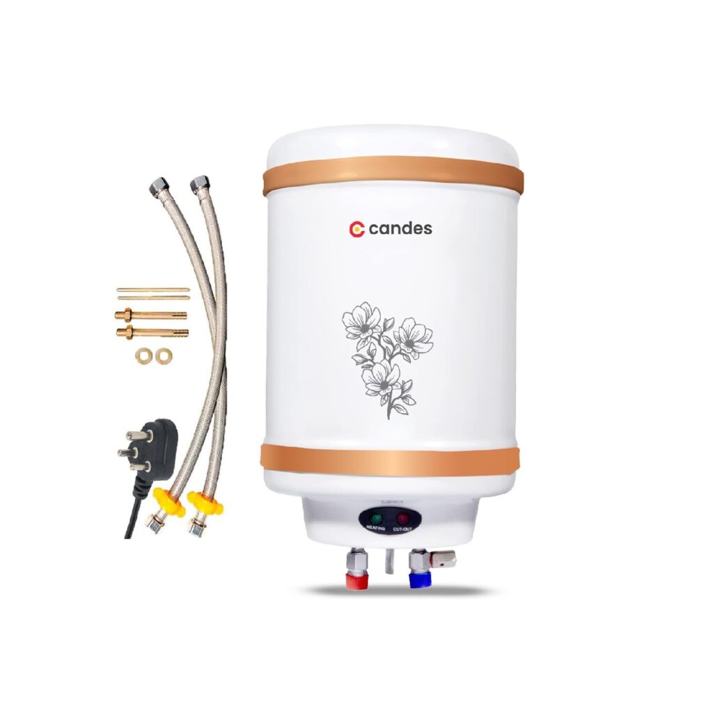 Candes Electric Water Heater (Geyser) 5 Star Rated with Installation Kit -Group (10 L-Metal), White