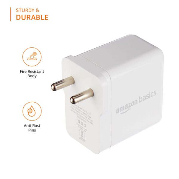 Amazon Basics 45W Compact Wall Charger | Type-C Fast Charging Adapter for Samsung, Xiaomi, OnePlus, Google Pixel, Nothing Phones and iPhone (White, Without Cable) - Image 7