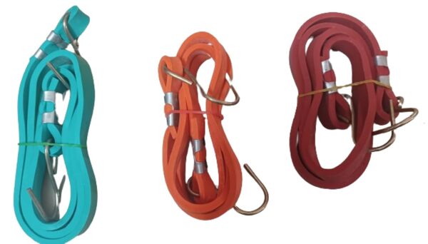 On Blow 4 Ft Length (13mm Width, 3mm Thickness) Strechable Rubber Tarp Straps Tie Down Cords Flat Rope Ideal for Tying Luggage for Bikes and Cars (Pack of 6) - Image 3