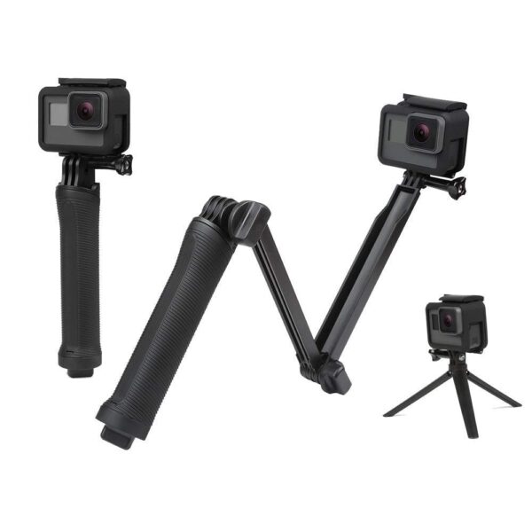 Sounce 3-Way Monopod Grip Tripod Foldable Selfie Stick, Stabilizer Mount Holder for GoPro Hero 7/6/5, SJCAM SJ6, SJ7, SJ5000, Yi and All Action Cameras - Image 2
