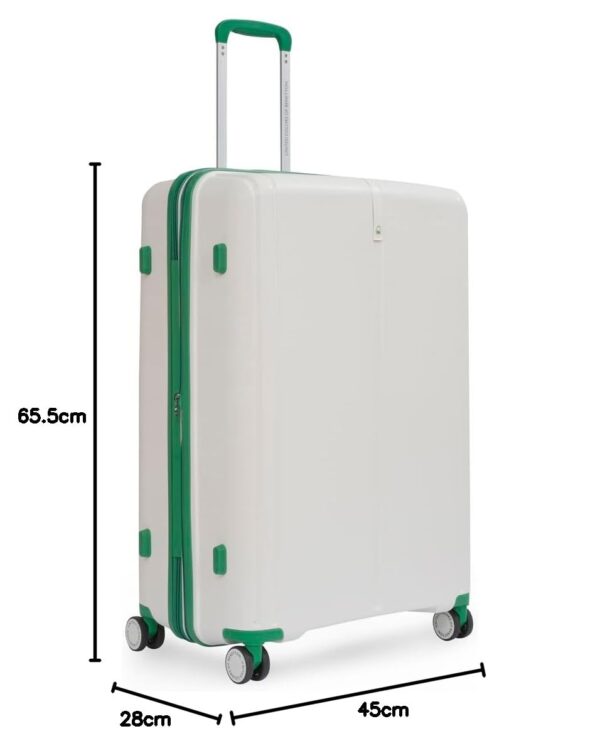 UNITED COLORS OF BENETTON Emerald Unisex Hard Luggage - White, TSA Lock 65.5 CM Medium Trolley Bag - Image 9