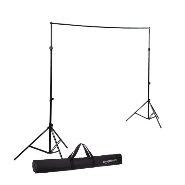 Amazon Basics Studio Background Stand Kit for Backdrop Photography and Videography, Adjustable, Foldable and Portable with Carry Bag (9 x 9 Feet) - Image 2