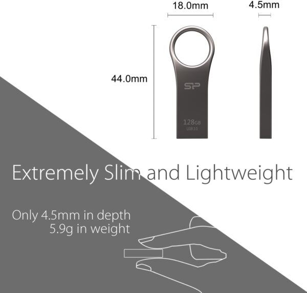 SP Silicon Power 128Gb USB 3.0 Flash Drive with Keychain Hole Key Ring Design, Waterproof Dustproof Metal Casing Thumb Drive Pen Drive Memory Stick - Jewel J80 Series - Image 8