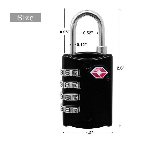 EzLife - TSA Approved 4 Digit Luggage Locks, Re-settable Keyless Lock for Gym Locker, Backpack (Multicolor) (Pack of 4) - Image 6