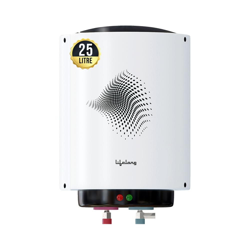 Lifelong Water Heater for Home – Water Geyser 25 ltr with 3 Star BEE Rating – 2000W Electric Geyser for Bathroom with Metal Body & Tank -Vertical Wall Mount Hot Water 25 Litre Storage Geyser (LLSWH25)