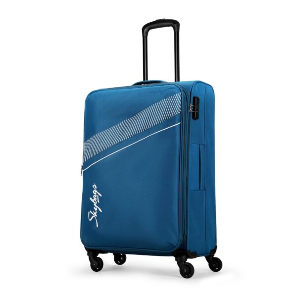 Skybags Trick Polyester Softsided 69 Cm Cabin Stylish Luggage Trolley with 4 Spinner Wheels | Blue Trolley Bag - Unisex - Image 2
