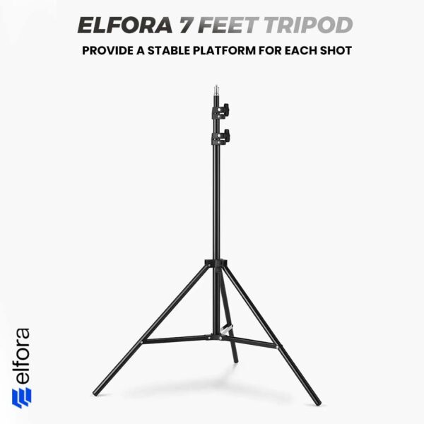 Elfora 7 Feet 360° Rotation Tripod Stand | Lightweight and Sturdy Design with Adjustable Mobile Clip Holder Compact for Photography and Videos | Compatible with All Mobiles & Cameras (Black) - Image 5