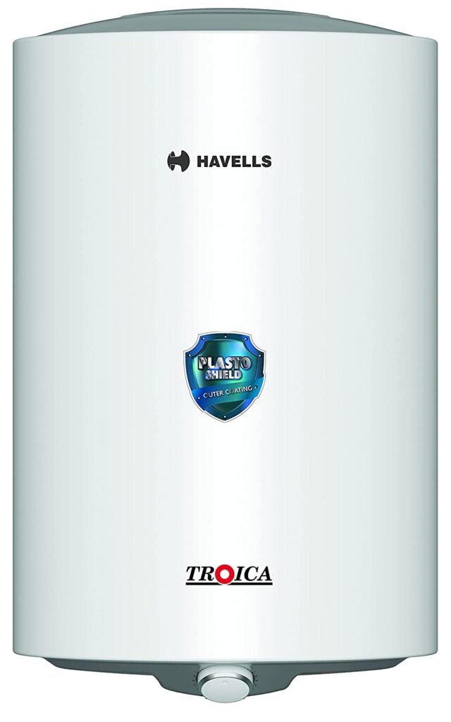 Havells Troica 25 Litre Storage Water Heater(Geyser)|Glass Coated Anti Rust Tank|Temperature Setting Knob|Warranty: 7 Year on Tank | Free Installation & Flexi Pipes | High Rise Compatible (White Grey)