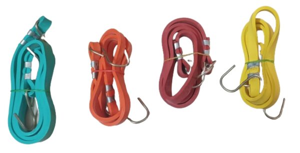 On Blow 4 Ft Length (13mm Width, 3mm Thickness) Strechable Rubber Tarp Straps Tie Down Cords Flat Rope Ideal for Tying Luggage for Bikes and Cars (Pack of 6) - Image 2