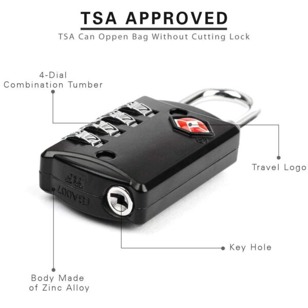 EzLife - TSA Approved 4 Digit Luggage Locks, Re-settable Keyless Lock for Gym Locker, Backpack (Multicolor) (Pack of 4) - Image 3