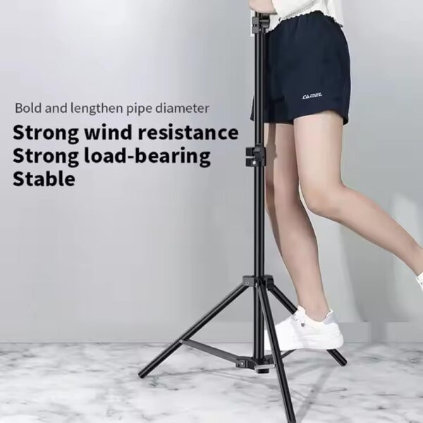 Elfora 7 feet Lightweight Tripod Stand with Mobile Phone Holder | Landscape Mode Only | Portable and Sturdy for Stable Photos & Videos | Compatible for Mobiles, Lights, Reflectors and Cameras(Black) - Image 6