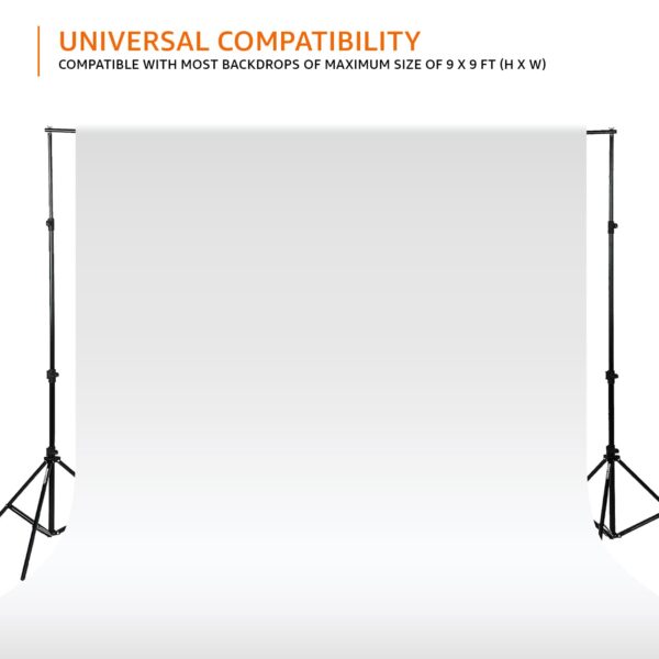 Amazon Basics Studio Background Stand Kit for Backdrop Photography and Videography, Adjustable, Foldable and Portable with Carry Bag (9 x 9 Feet) - Image 3