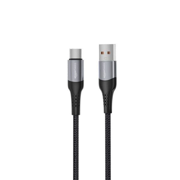 amazon basics Braided 3A Usb A To Usb Type C Fast Charging Data Cable For Smartphone (Black/White 1.2 Meter) - Image 5