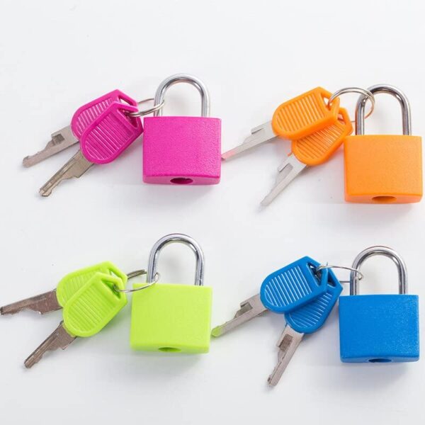 Prostuff.in 4 Pcs Small Size Padlocks for Securing Luggage While Travelling Along with 2Keys for Each Lock(Color May Vary), Plastic ,Brass And steel - Image 2