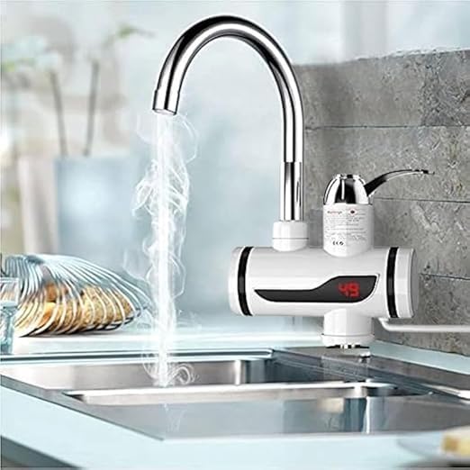 Instant Electric Water Heater Faucet Tankless Hot Water Heater for Kitchen & Bathroom, Energy-Efficient with Adjustable Temperature Control