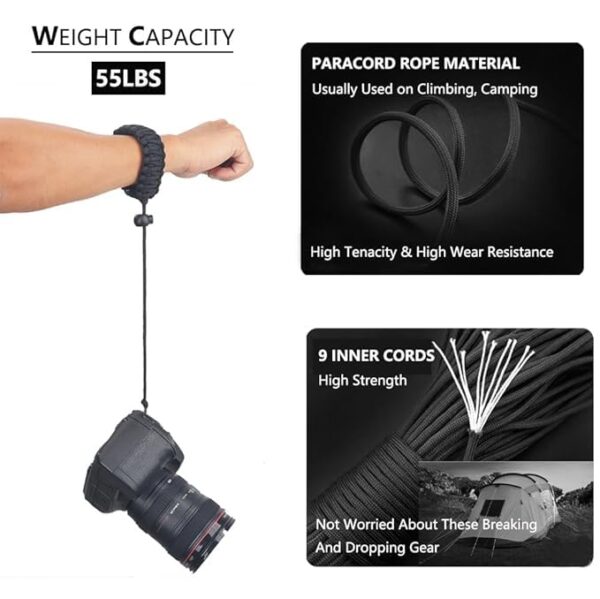 SIDRUM Paracord Camera Wrist Strap Lanyard with Quick Release Screw for Insta 360 X3, X2, Universal Hand Strap for DSLR Cameras, Action Cameras, Selfie Sticks - Image 5