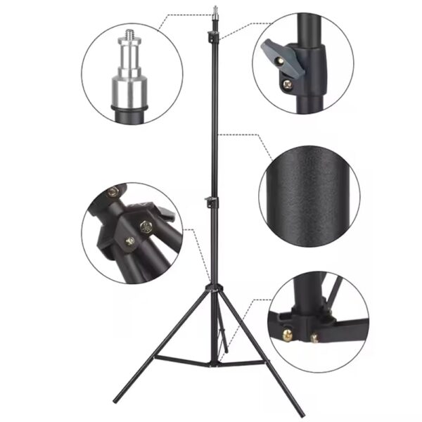 Elfora 7 feet Lightweight Tripod Stand with Mobile Phone Holder | Landscape Mode Only | Portable and Sturdy for Stable Photos & Videos | Compatible for Mobiles, Lights, Reflectors and Cameras(Black) - Image 5