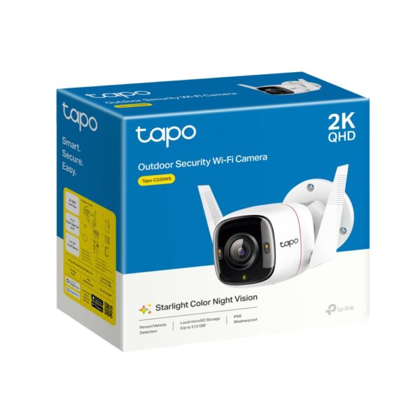 TP-LINK Tapo 4Mp 2K Qhd(2560X1440) Outdoor CCTV Security Wi-Fi Smart Camera -Alexa Enabled -Weatherproof -Full Color Starlight Night Vision -2-Way Audio -Up to 512Gb Sd Storage -C320Ws- White - Image 8