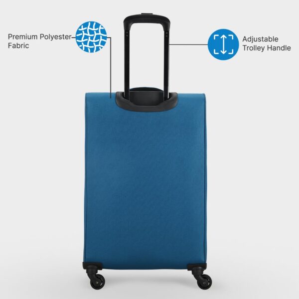 Skybags Trick Polyester Softsided 69 Cm Cabin Stylish Luggage Trolley with 4 Spinner Wheels | Blue Trolley Bag - Unisex - Image 4