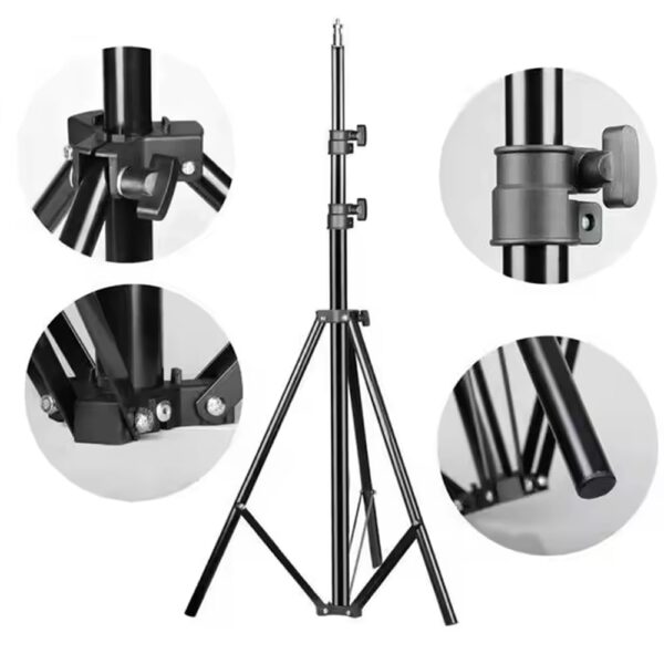 Elfora 7 feet Lightweight Tripod Stand with Mobile Phone Holder | Landscape Mode Only | Portable and Sturdy for Stable Photos & Videos | Compatible for Mobiles, Lights, Reflectors and Cameras(Black) - Image 4
