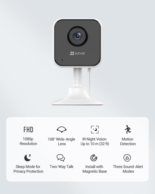 EZVIZ by Hikvision | 1080p Wireless Smart Home Camera | Night Vision | Motion Detection | Sound Alerts | Privacy Mode | Two Way Talk | MicroSD Card Upto 512GB | Google Assistant & Alexa | H1C, White - Image 3