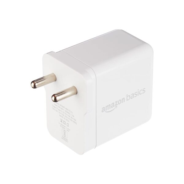 Amazon Basics 45W Compact Wall Charger | Type-C Fast Charging Adapter for Samsung, Xiaomi, OnePlus, Google Pixel, Nothing Phones and iPhone (White, Without Cable) - Image 2