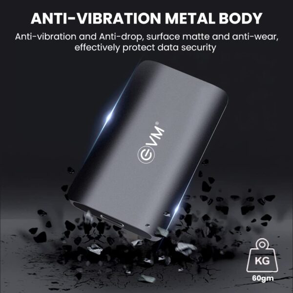 EVM EnSave External SSD 256GB - Smallest Portable SSD - 550 Mb/s Read & 500 Mb/s Write - USB 3.1 Gen 2 Type C - 10 Years Warranty (EPSSD/256GB) - Image 5
