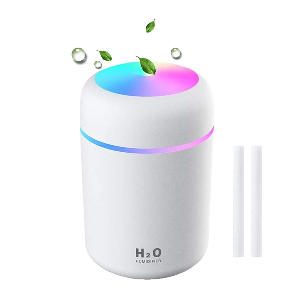 SELLER ZONE Humidifiers with Colorful Light for Room, Bedroom, Office, Car (White) Don’t use Essential, 300 ml