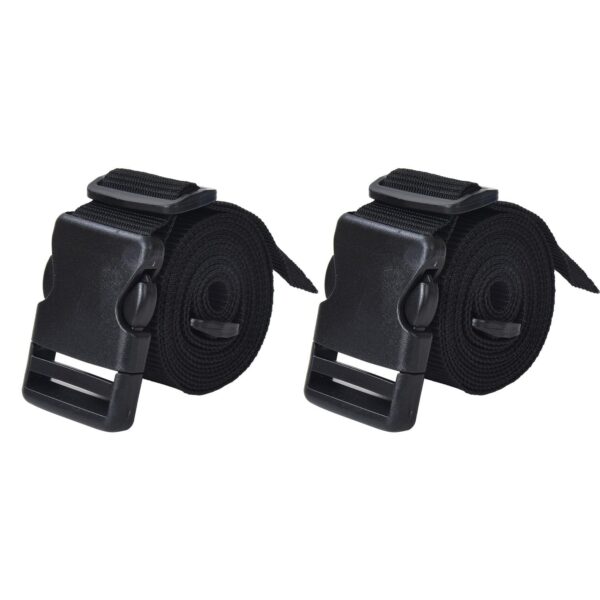 Aqbah Pack of 2 Luggage Tie Down Straps, with Strength up to 600lbs 10 ft in Length with Adjustable Buckle Straps for Motorcycle, Trucks, Luggage etc (Black) - Image 2