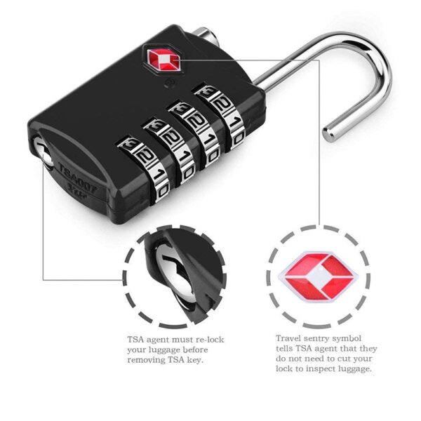EzLife - TSA Approved 4 Digit Luggage Locks, Re-settable Keyless Lock for Gym Locker, Backpack (Multicolor) (Pack of 4) - Image 5