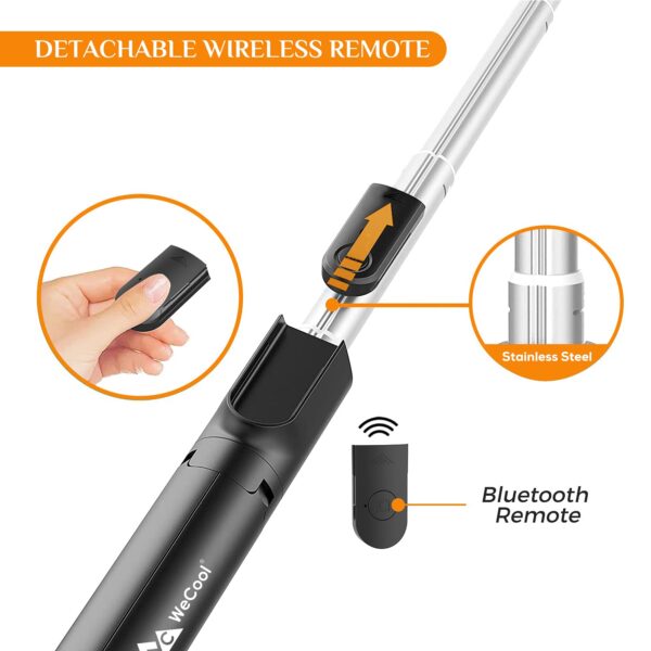 WeCool S1 Selfie Stick with Tripod Stand, 3-in-1 Multifunctional Selfie Stick with Detachable Wireless Remote for Vlogging & Photoshoot, Portable-Lightweight Selfie Stick for iPhone & Android Mobiles - Image 3
