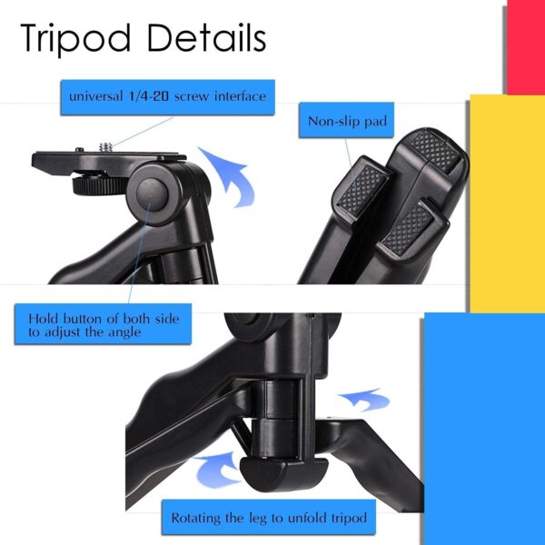 HOLD UP Photography Mobile Holder Mini Tripod Camera Stand with Horizontal & Vertical Rotation | for Vlogging, Video Shooting, YouTube etc Compatible with All Mobile Phones, Action GoPro Cameras DSLR - Image 4