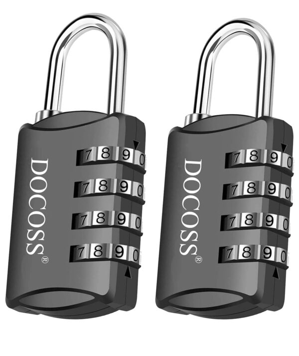 DOCOSS Metal 4-Digit Password Number Luggage Travel Bag Locks, Pack of 2 (Black), Combination Lock - Image 10