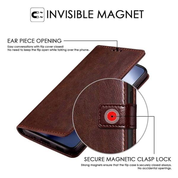 TOUCCH Flip case for Itel A70| Leather Finish Cover & Flexible Stand Design | Card and Money Pocket | Brown - Image 5