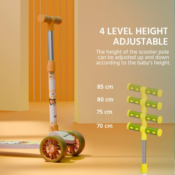 Lifelong Scooter for Kids 3+ Years - Foldable Kids Scooter with PVC Wheels & Adjustable Height - Kick Scooter Capacity 50kg 3+ Year Old boy & Girl - Skate Scooter (LLKS16) White & Green - Image 3