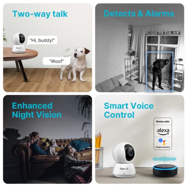 Qubo Smart 360 Ultra 2K 4MP 1440p WiFi CCTV Security Camera for Home from Hero Group | Mobile App | Two Way Talk | Night Vision | Cloud & SD Card Recording | Made in India | Alexa & OK Google | - Image 6