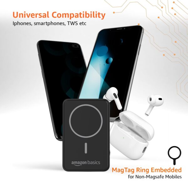 Amzon Basics 10000mAh 20W Fast Charging Power Bank and 15W Wireless Output | Type C Power Delivery (Input & Output) Quick Charge| Two Way Fast Charge | Made in India (Black) - Image 5