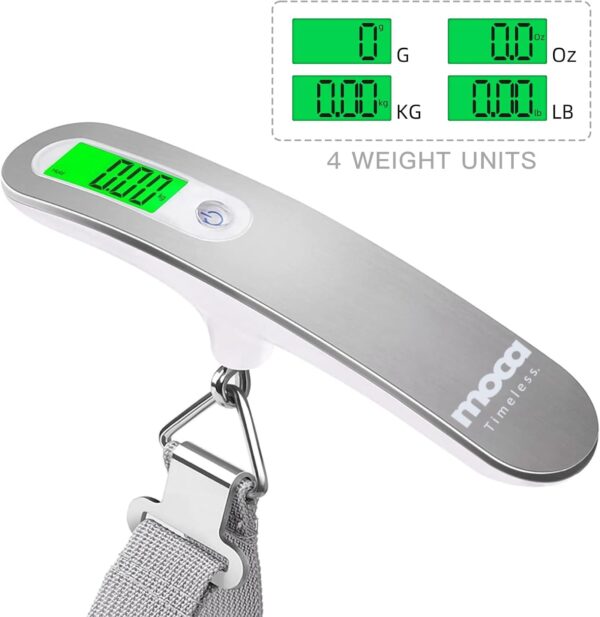 MOCA Digital Luggage Travel Scale with Overweight Warning Function, Portable Handheld Electronic Weighing Scale with Hook, 50kg & Backlit LCD Display Screen for Suitcase Baggage (Battery included) - Image 3