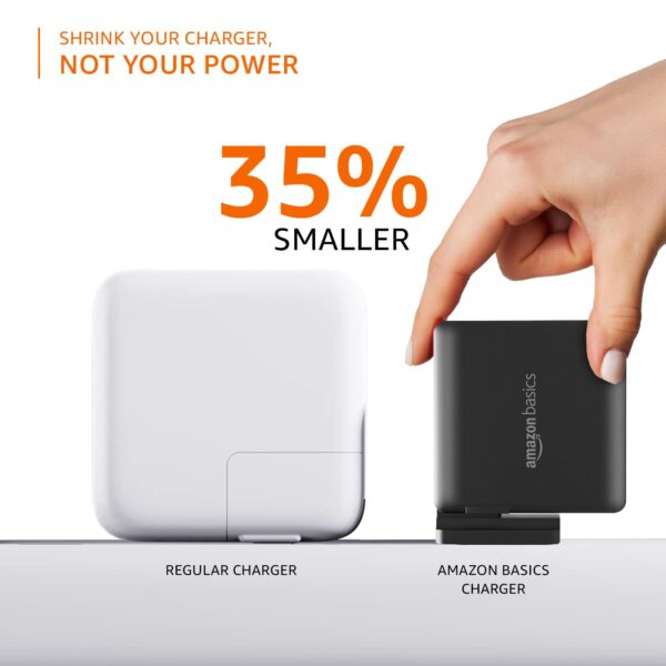 Amazon Basics 100W 4-Port GaN Charger | PD QC3.0 QC4.0 PPS Fast Charging Compact Adapter with Foldable Pins, for MacBook Pro Air 16'/14'/13', iPhone Series, Samsung S Series, iPad Pro/Air - Black - Image 8