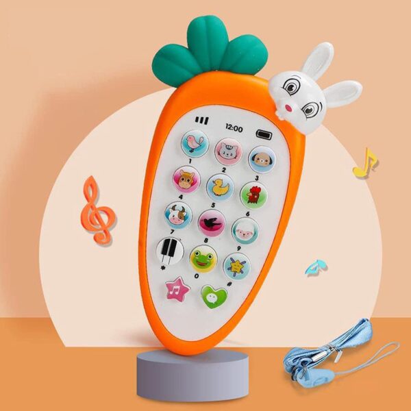 VGRASSP Radish Style Cute Rabbit Face Pretend Play Cell Phone Toy for Kids, Toddlers with Music, Ringtones, Lights - Birthday Party Favors and Gifts for Boys and Girls(Multicolor) - Image 2