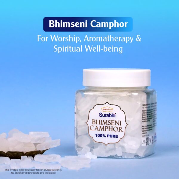 Shubhkart Surabhi Pure Organic and Original Bhimseni Camphor Kapoor Container |Purifying & Pleasant Fragrance for Pooja, Hawan, Air Freshener |Organic Camphor, Diffuser Camphor - 100 gm - Image 5