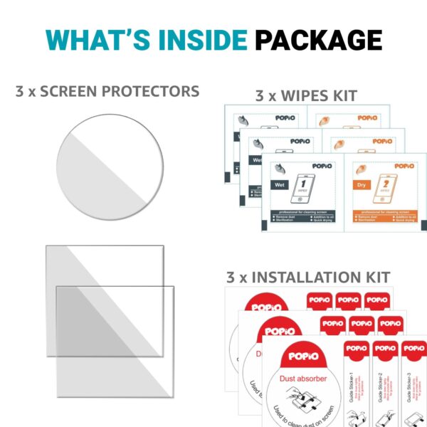 POPIO Tempered Glass Screen Protector Compatible for DJI Action 2 Action Camera (Transparent) Edge To Edge Full Screen Coverage With Installation Kit, Complete Set Of 3 Glass - Image 5