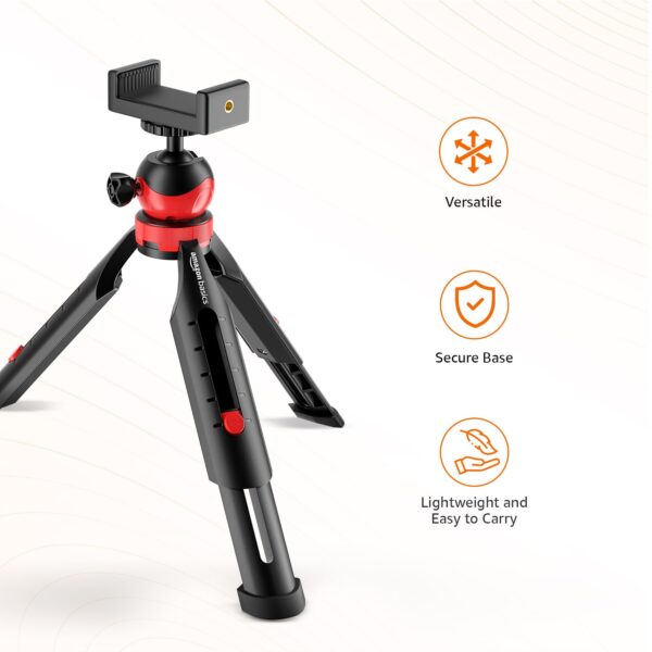 Amazon Basics Portable & Flexible Mini Tripod with Mobile Holder & 360 Degree Ball Head | for Smart Phones, Compact Cameras, GoPro - Image 7
