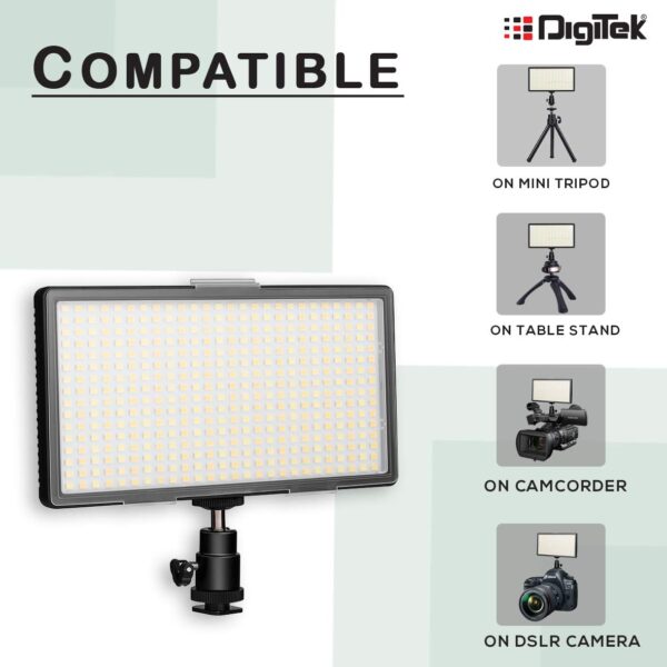 DIGITEK® LED D416 Professional Video Light & NP-750 Li-ion Battery Dimmable 3200k -5600k for YouTube Video, Product Photography, Makeup Shoot and More (LED D416 Combo) - Image 8