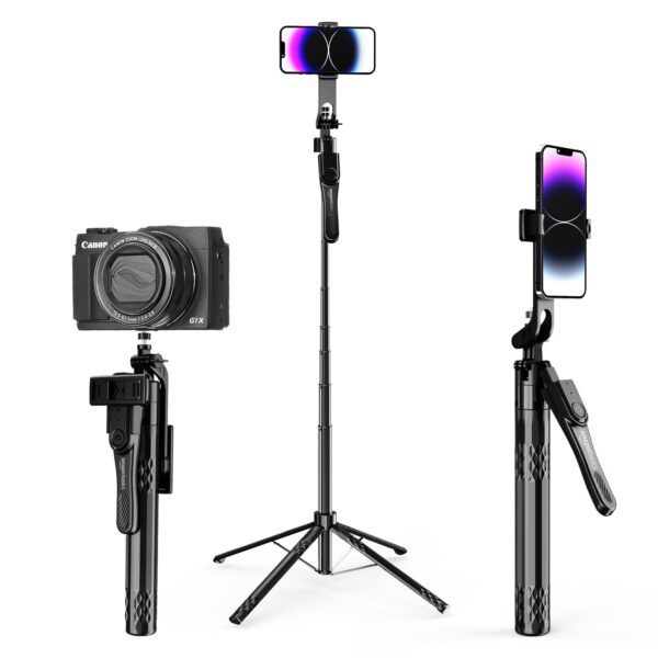Amazon Basics Selfie Stick | 180 cm Extendable with Handheld Stabilizer | Compatible with Mirrorless/Action Camera, Ring Light, Gopro | Bluetooth Remote, Ideal for Selfies, Vlogging, Black - Image 2
