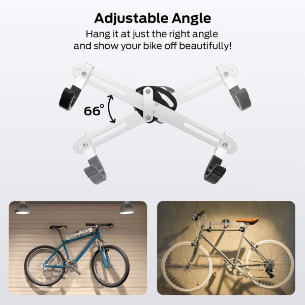 Sportneer Wall Mount, Horizontal Aluminium Metal Adjustable Bicycle Rack Holder Hook For Road Bike, Mountain Bike, Kids Bike Indoor Storage (4229 X 1191 X 919 Cm, color- Black, Bracket Shelf) - Image 3