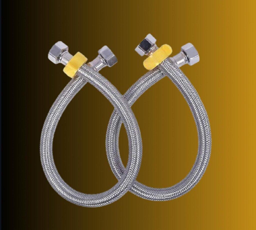 JAGGER JAG324 Heavy Stainless Steel Connection Pipe for geyser connection pipe for wash basin hose pipe (Silver, 24 Inch) – Pack of 2 (2)