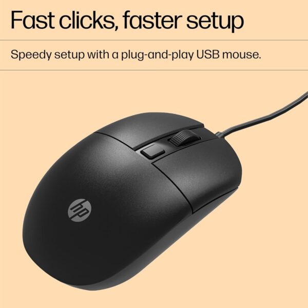 HP M070 Ergonomic Wired Mouse/ 1.5M USB Cable/Optical Engine/Accurate Positioning/ 1600 DPI with Adjustable DPI 1000-1200/3 Years Warranty - Image 4
