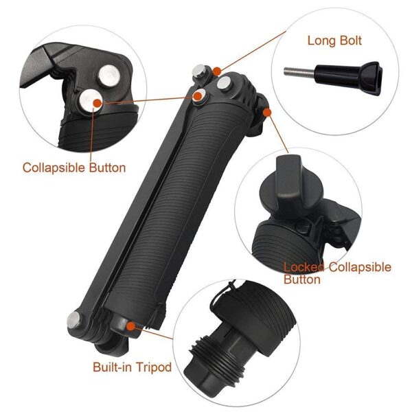Sounce 3-Way Monopod Grip Tripod Foldable Selfie Stick, Stabilizer Mount Holder for GoPro Hero 7/6/5, SJCAM SJ6, SJ7, SJ5000, Yi and All Action Cameras - Image 4