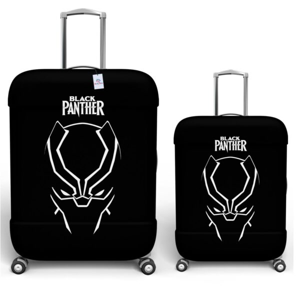Heart Home Marvel Black Panther Luggage Cover | Polyester Travel Suitcase Cover | Washable | Stretchable Suitcase Cover | 18-22 Inch-Small | 26-30 Inch-Large | Pack of 2 | Black - Image 2
